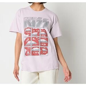 KISS Band Graphic T Shirt Lilac‎ Purple Short Sleeve Crew Neck Women's Medium